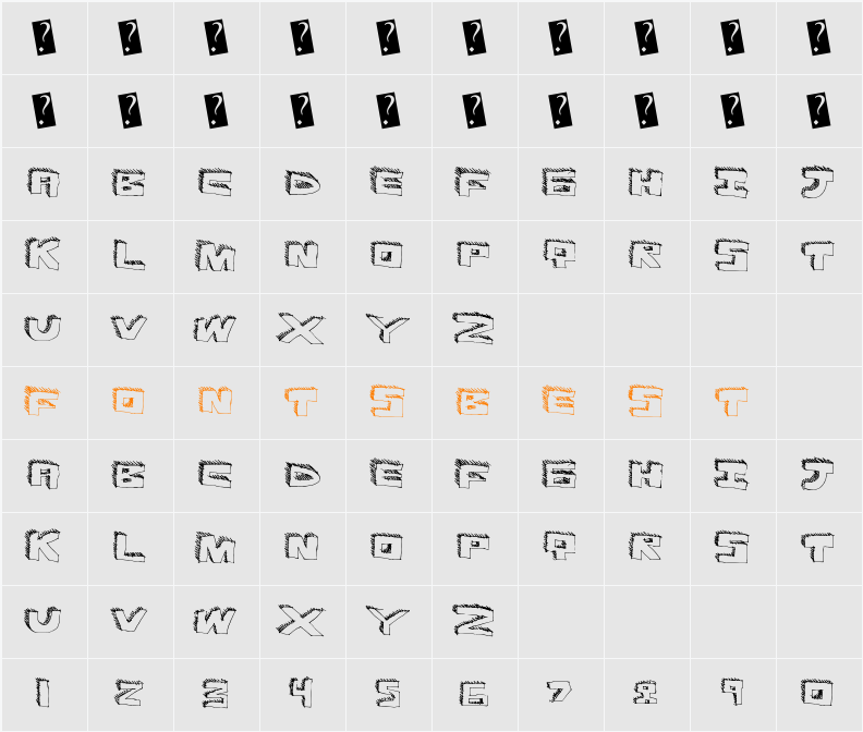 DurhShapes Character Map