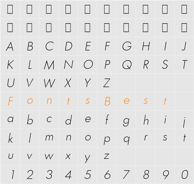 Limerick-Serial-ExtraLight Character Map