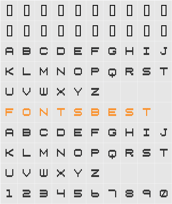 Vertical Tuning Character Map