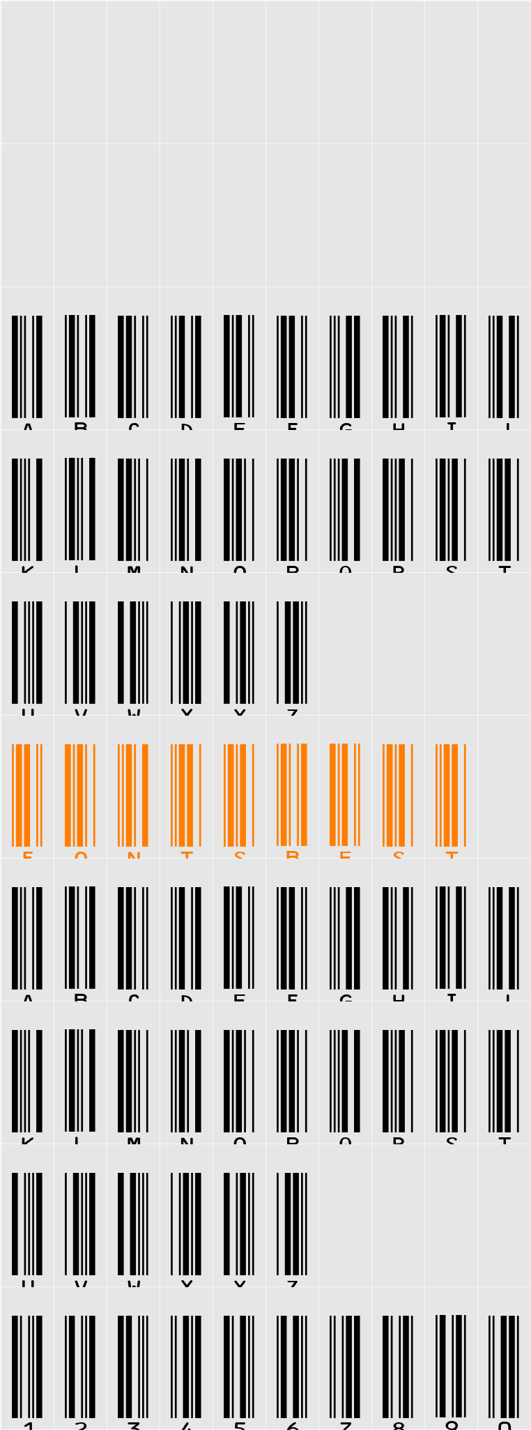 IDAHC39M Code 39 Barcode Character Map