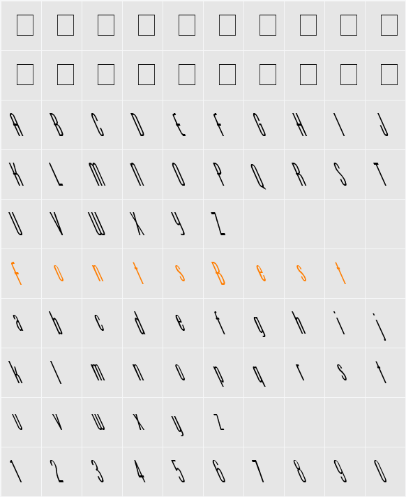 Venus-Normal Extreme Lefti Character Map