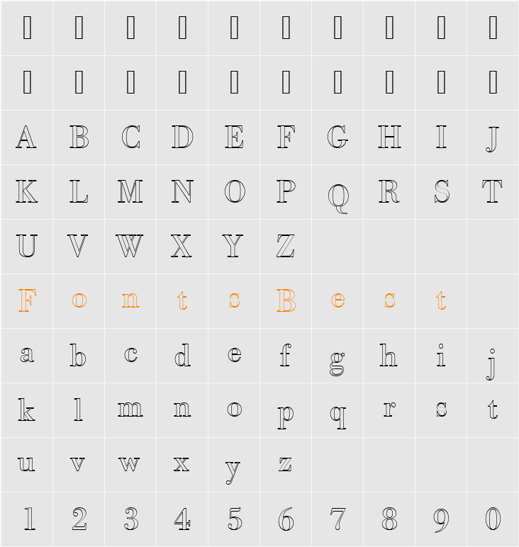 BodoniAntTRegOu1 Character Map