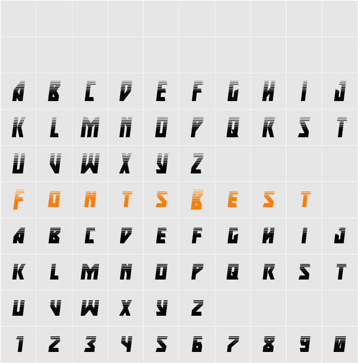 Major Force Halftone Italic Character Map