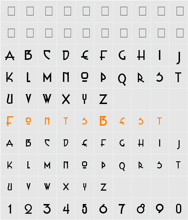 Russel Write TT Character Map