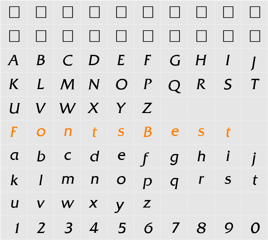 Quadrata SF Character Map