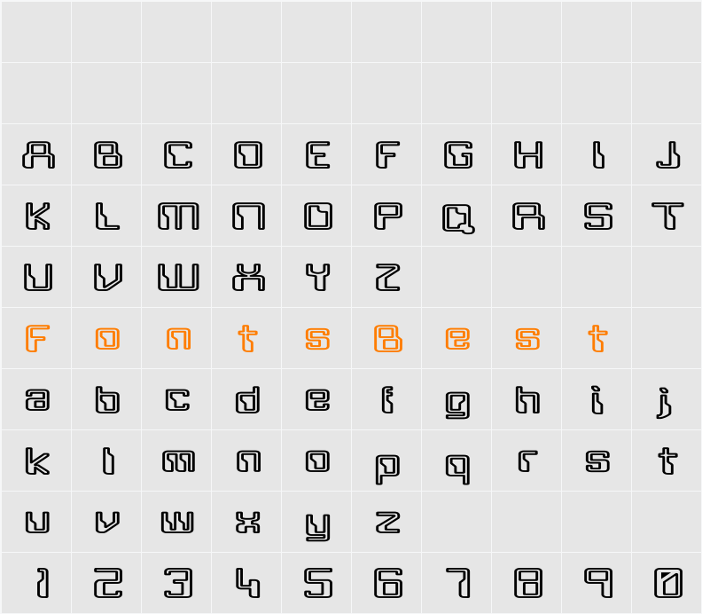 Future HE Bold Character Map
