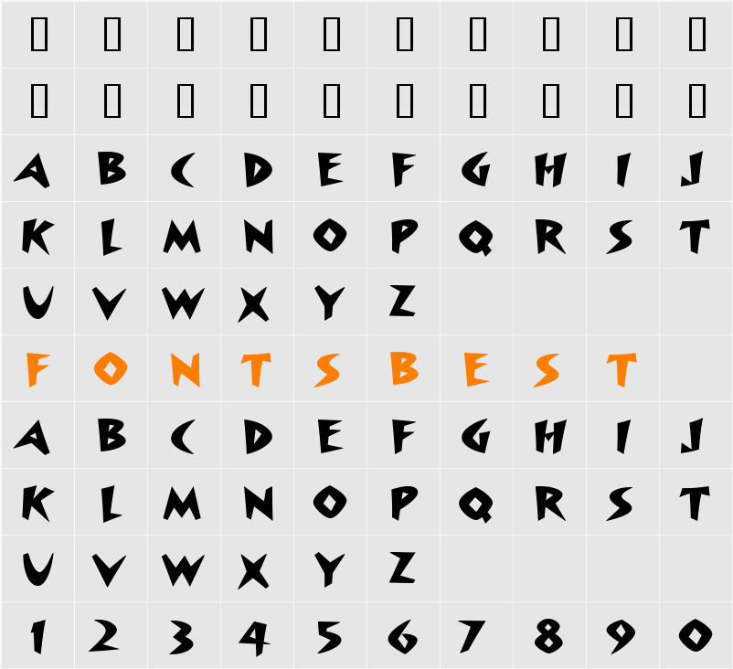 SurfboardITC TT Character Map