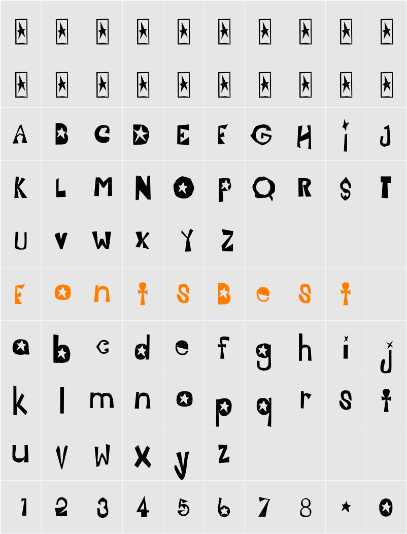 Funky Gurl Fonts Family Character Map
