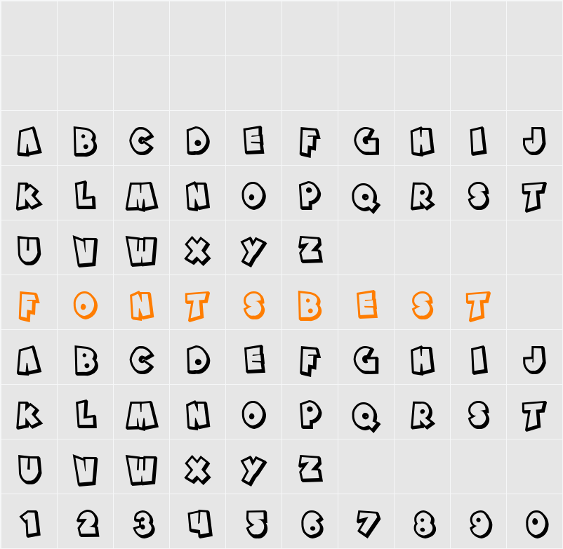 SF Pale Bottom Shaded Character Map