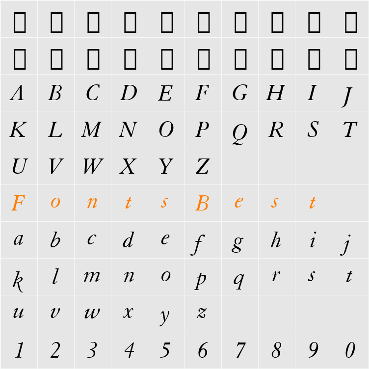 ElegaGarmnd BT Character Map
