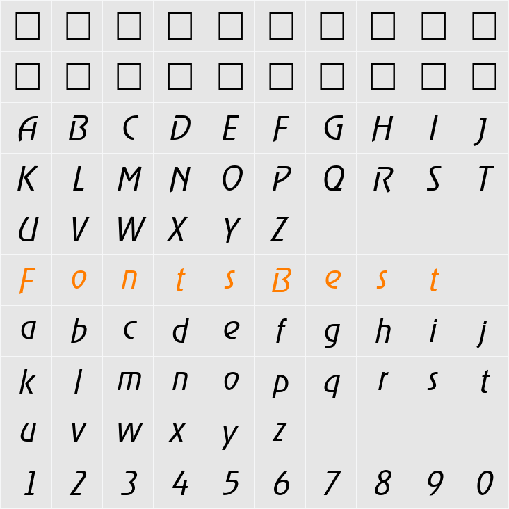 RevelLight Character Map