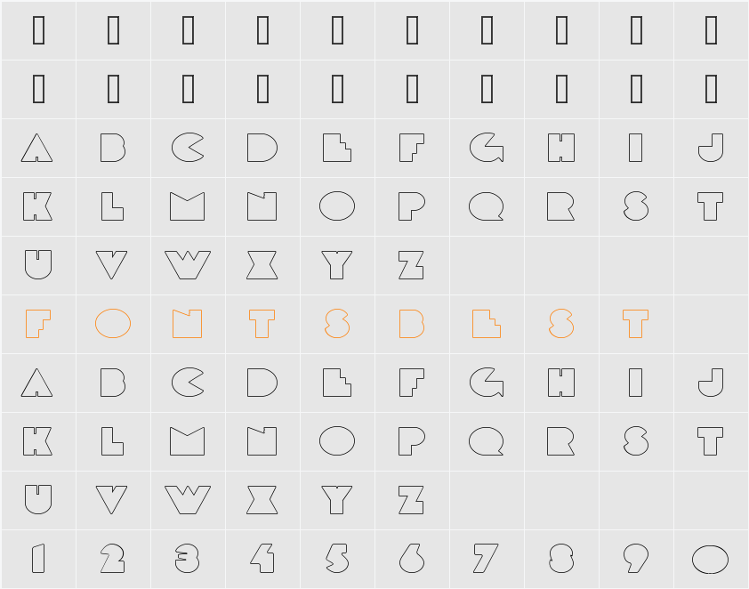 DeLargeOutline Character Map