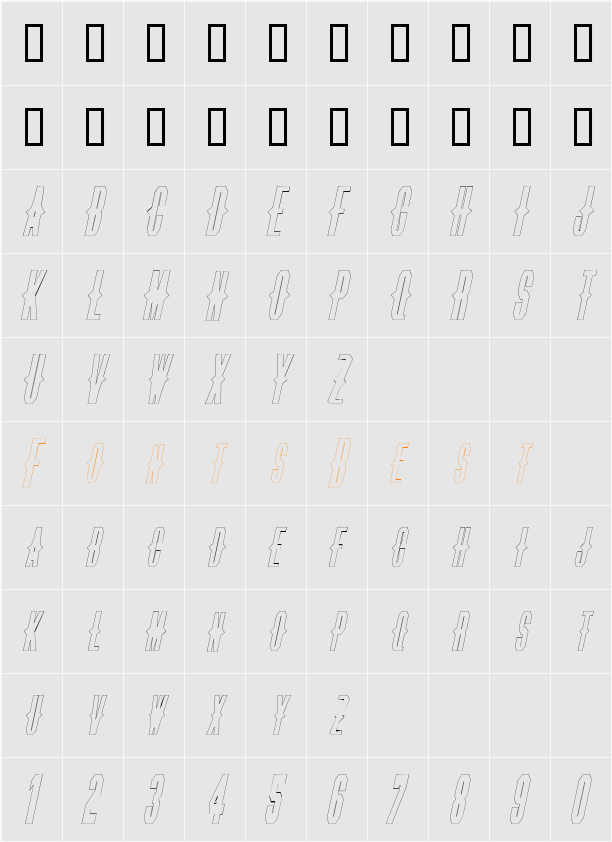 ThornsOutline Character Map