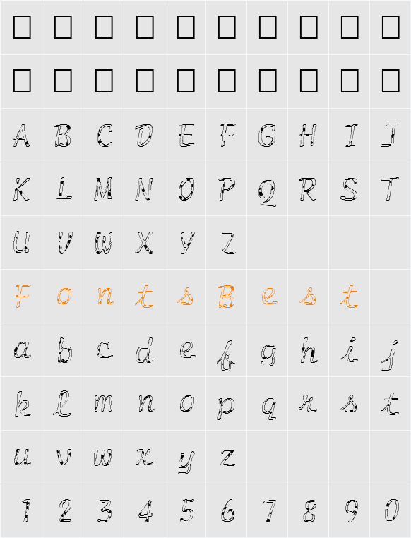 FZ HAND 20 SPOTTED Character Map