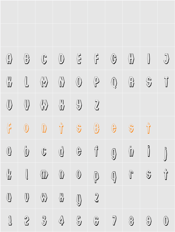 a_Technocrat3DFnt Character Map