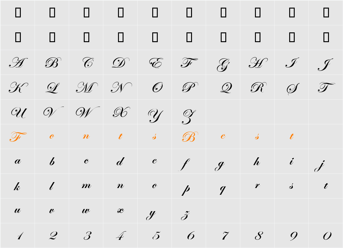 Edwardian Scr Alt ITC TT Character Map