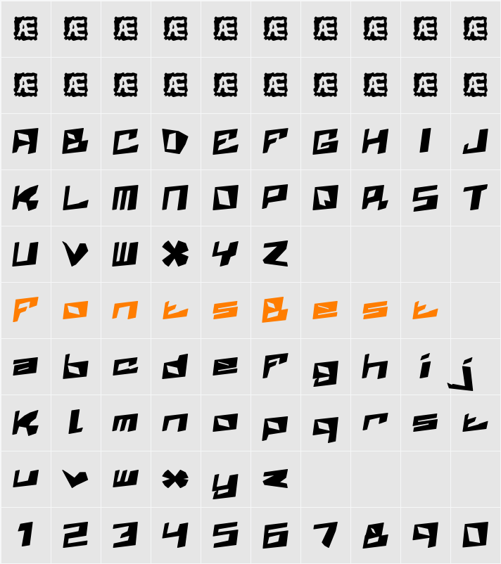 Zenith BRK Character Map