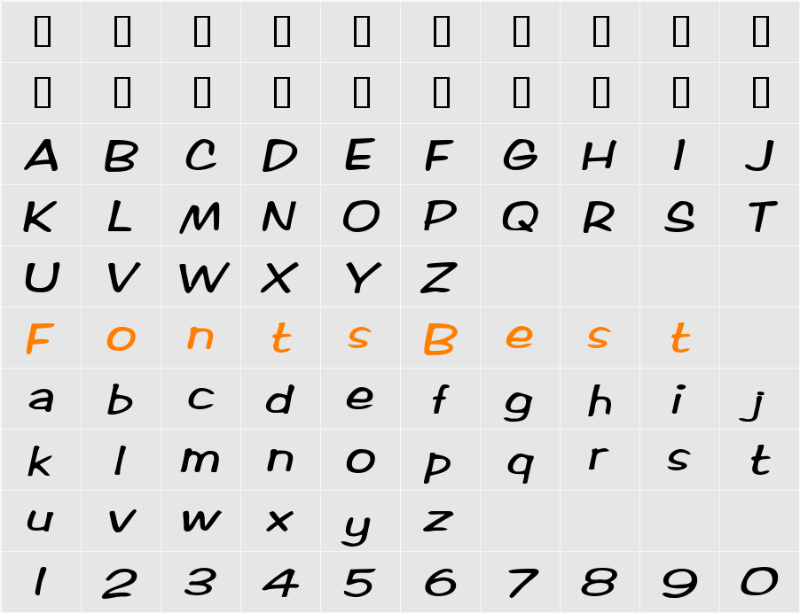 RifrafScriptSSK Character Map