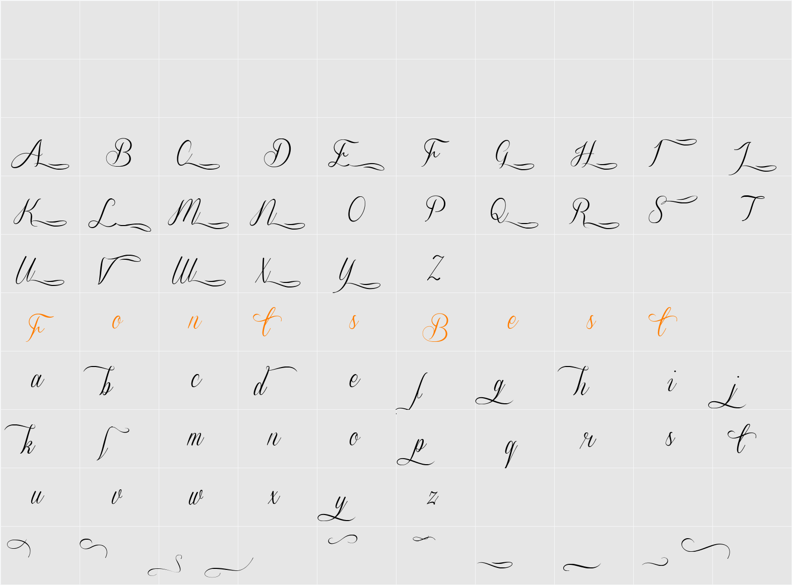 Sverige Script Decorated Demo Character Map
