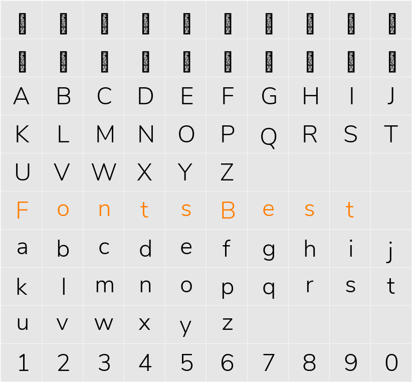 Nunito Sans Light Character Map