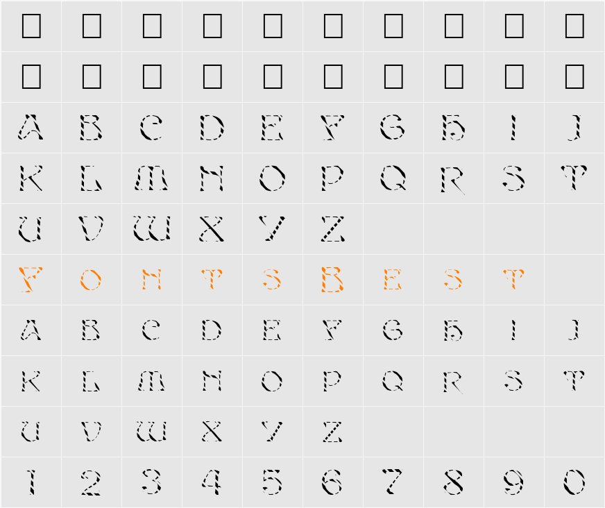 FZ JAZZY 20 STRIPED Character Map