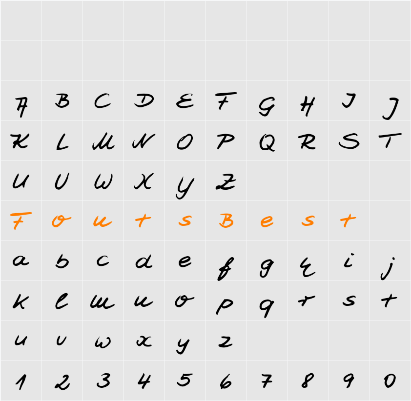 Jesco7 Handwriting Character Map