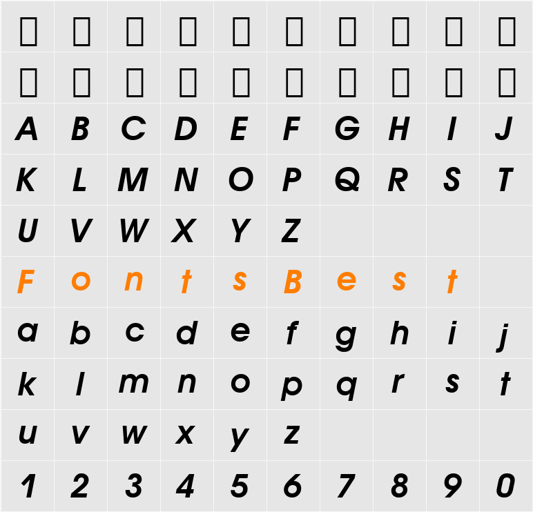 ITC Avant Garde SWA Character Map