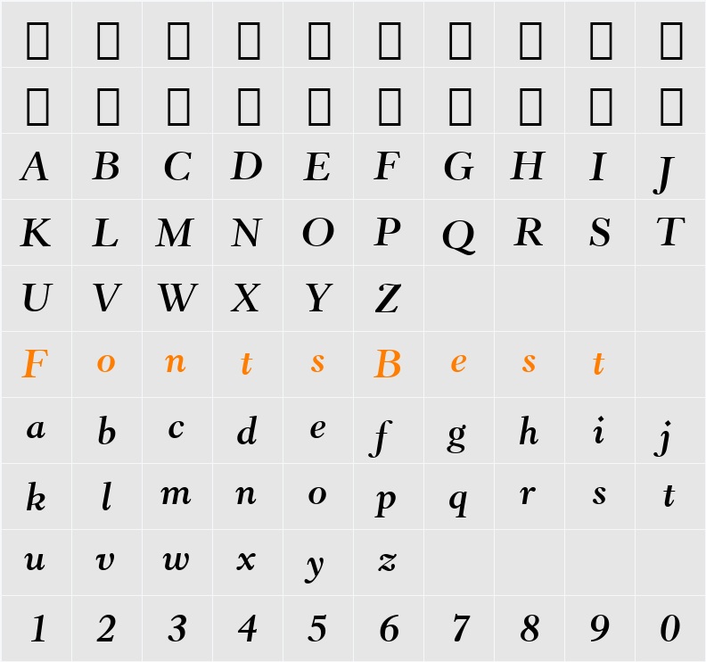 Revivl555 BT Character Map
