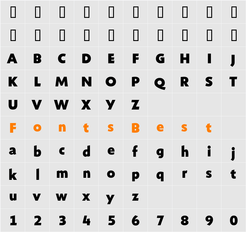 ShinnExtraBold Character Map