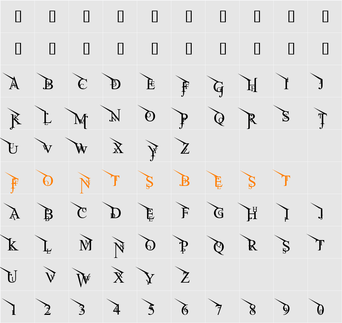 Jean Splice UpLeft Character Map