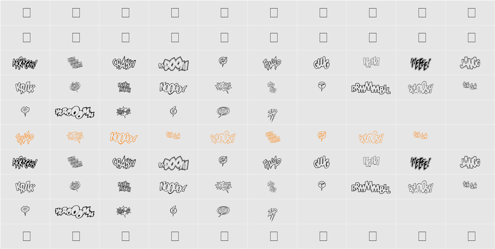 Wild And CrazySFX Character Map