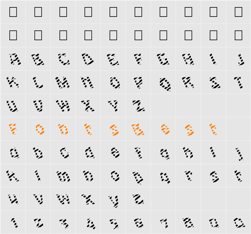 FZ JAZZY 12 STRIPED LEFTY Character Map