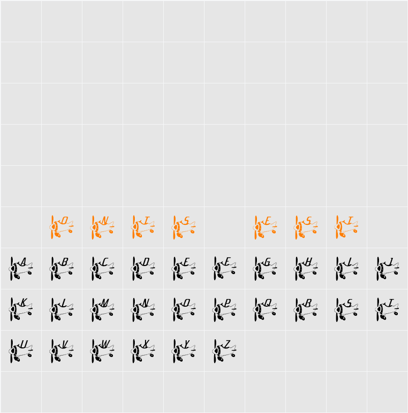 Flyaway Character Map