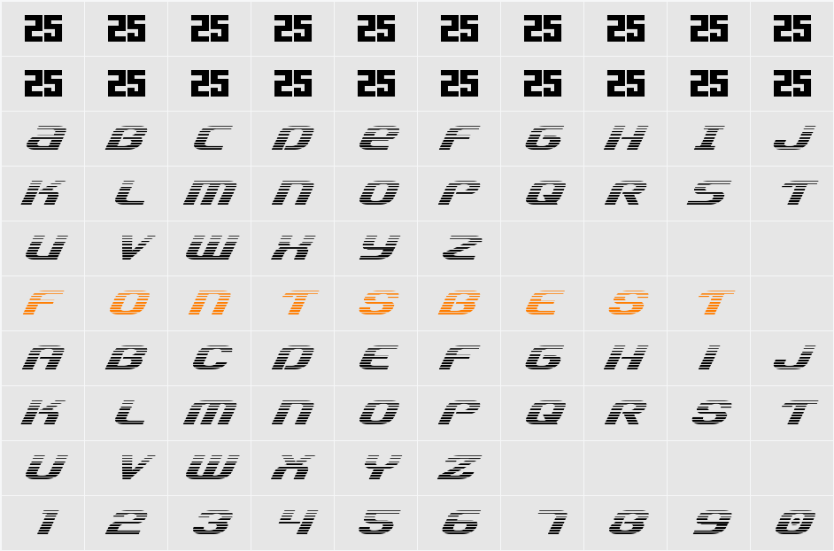 Team America Gradient Character Map