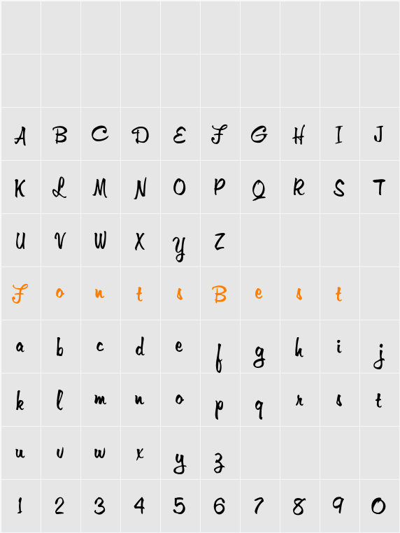 Jester Script Character Map