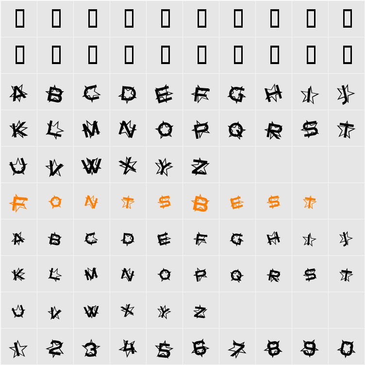 Star Dust Character Map