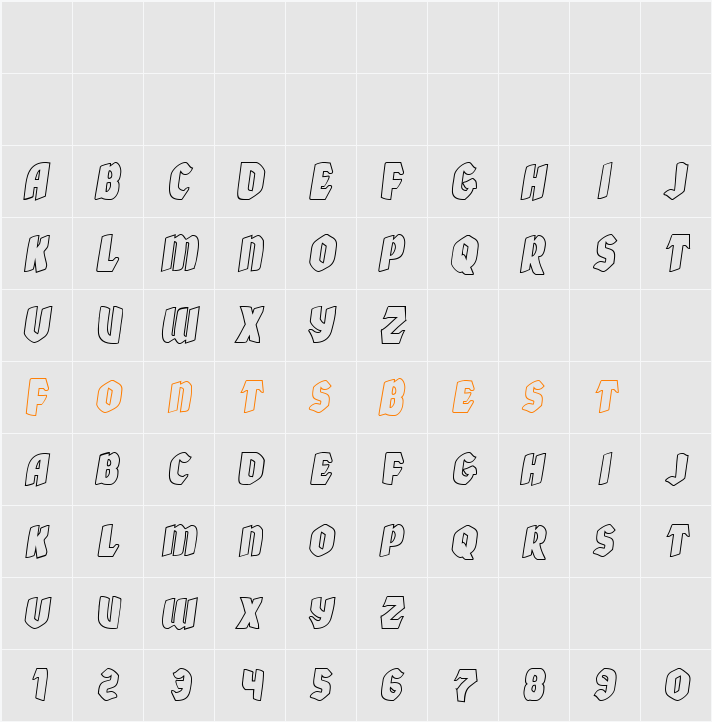 Xmas Xpress Outline Italic Character Map