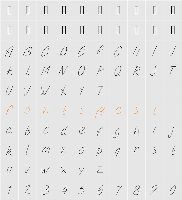 PWSimpleScript Character Map