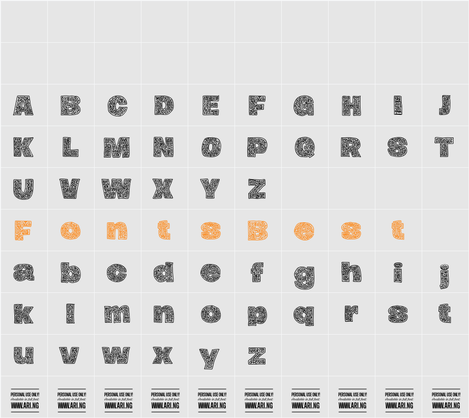 Hierograf PERSONAL USE Character Map