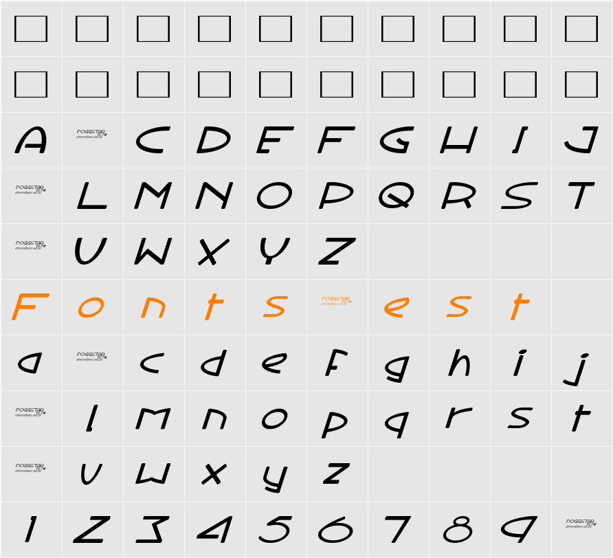 Doggstar-tilt Character Map