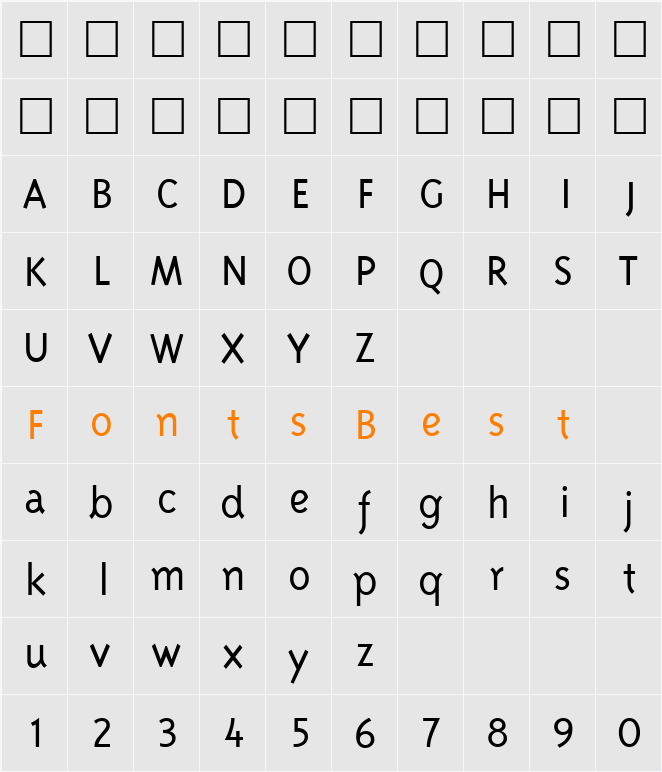 TriplexLightLining Character Map