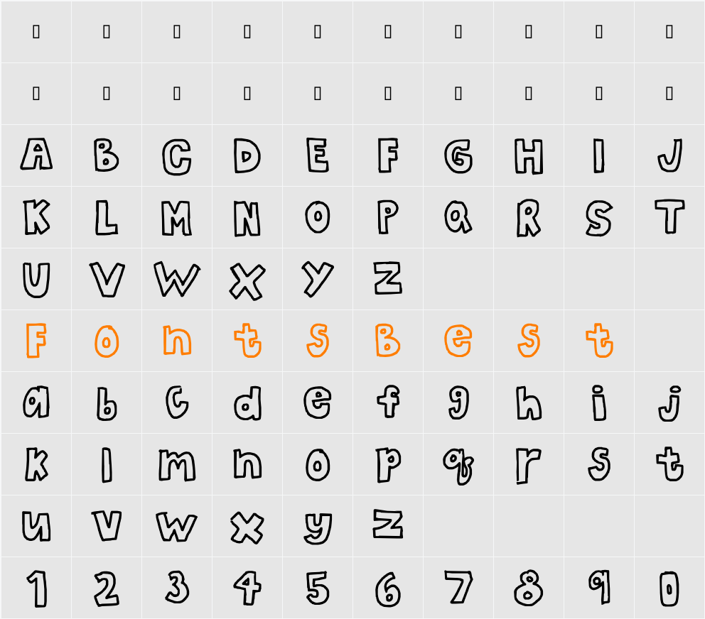 the bubble letters Character Map