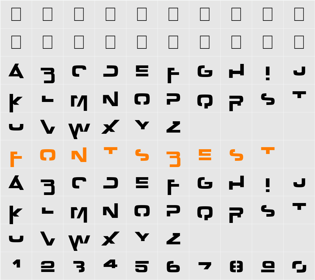 Outer zone Character Map