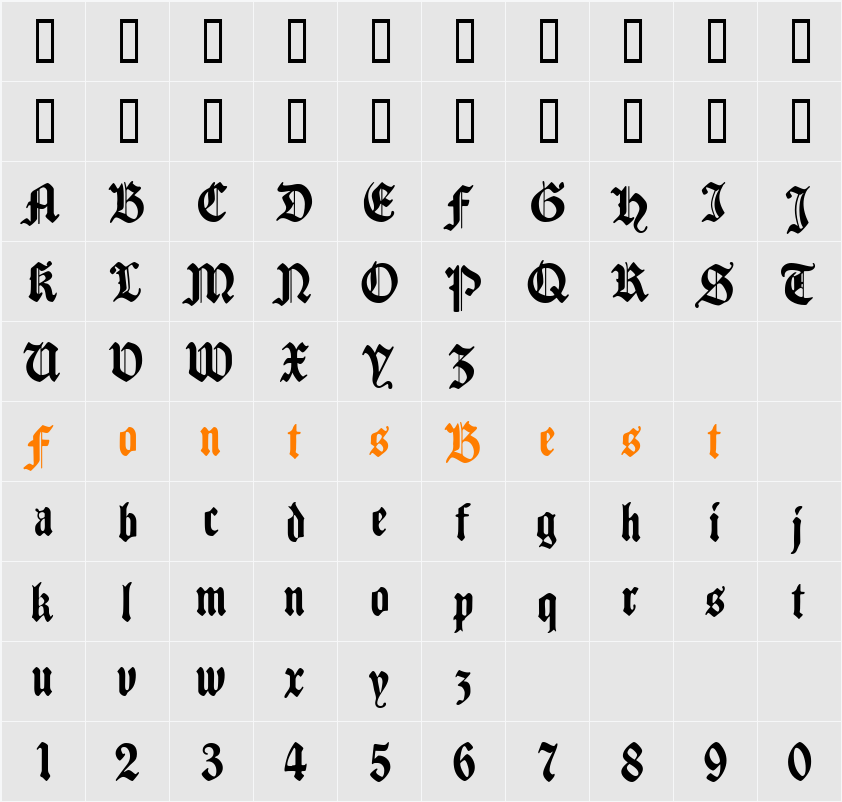 Traditio AH Character Map
