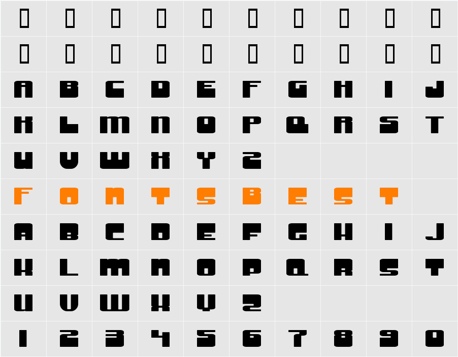 Groove Machine ExpUpright Character Map