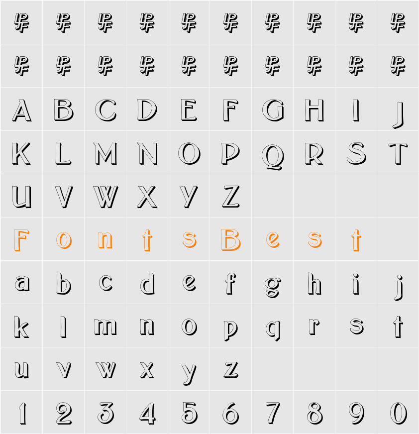 Bolton Sans Embossed Character Map