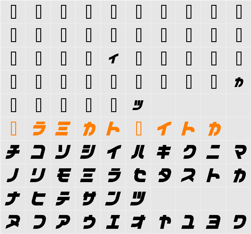 I2Vifam Character Map