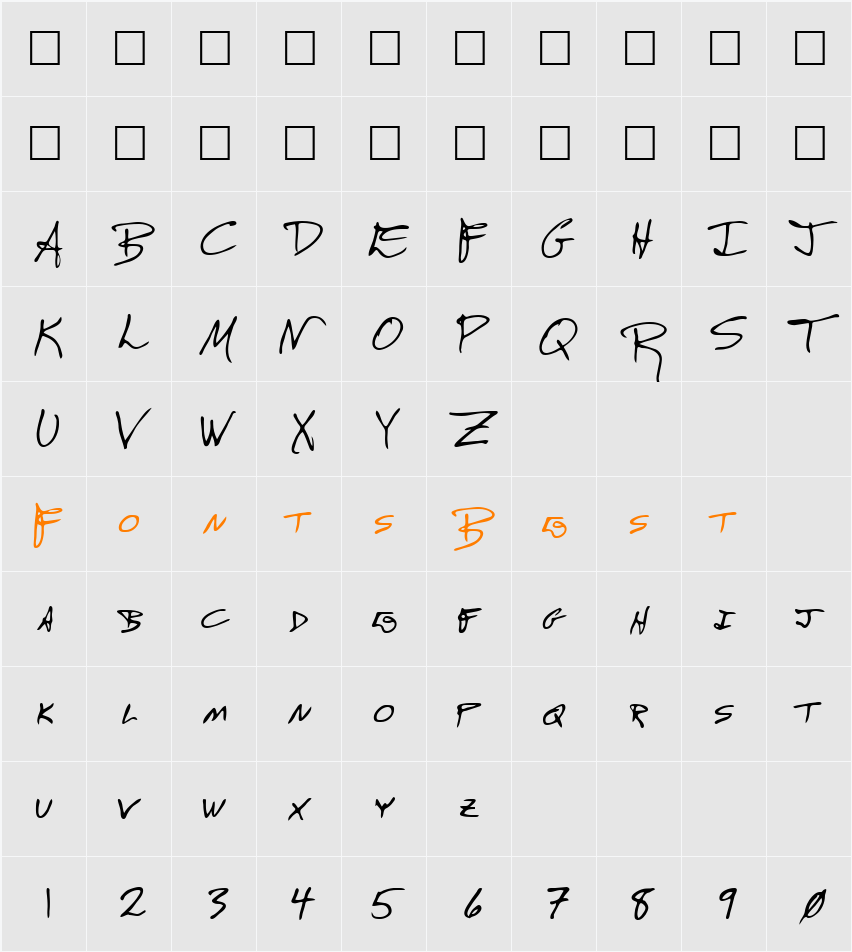Bobz Character Map
