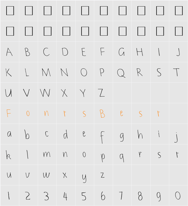 NotehandLefty Character Map