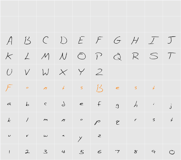 Shane Character Map